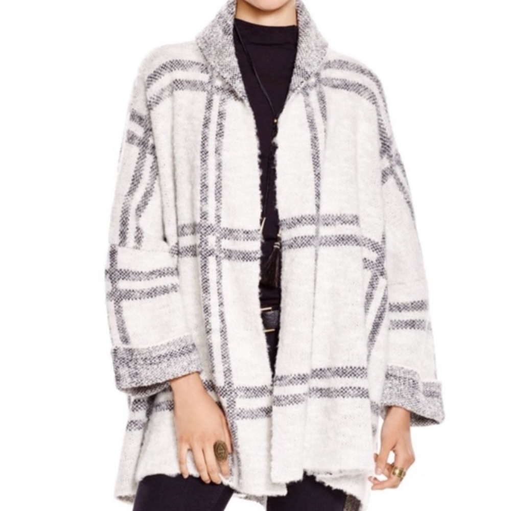 Free People Windowpane Sweater Coat